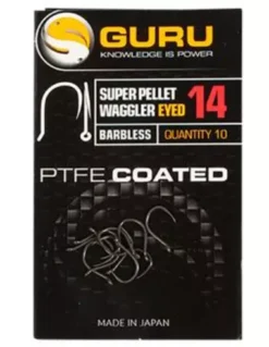 Guru Super Pellet Waggler Eyed Barbless PTFE